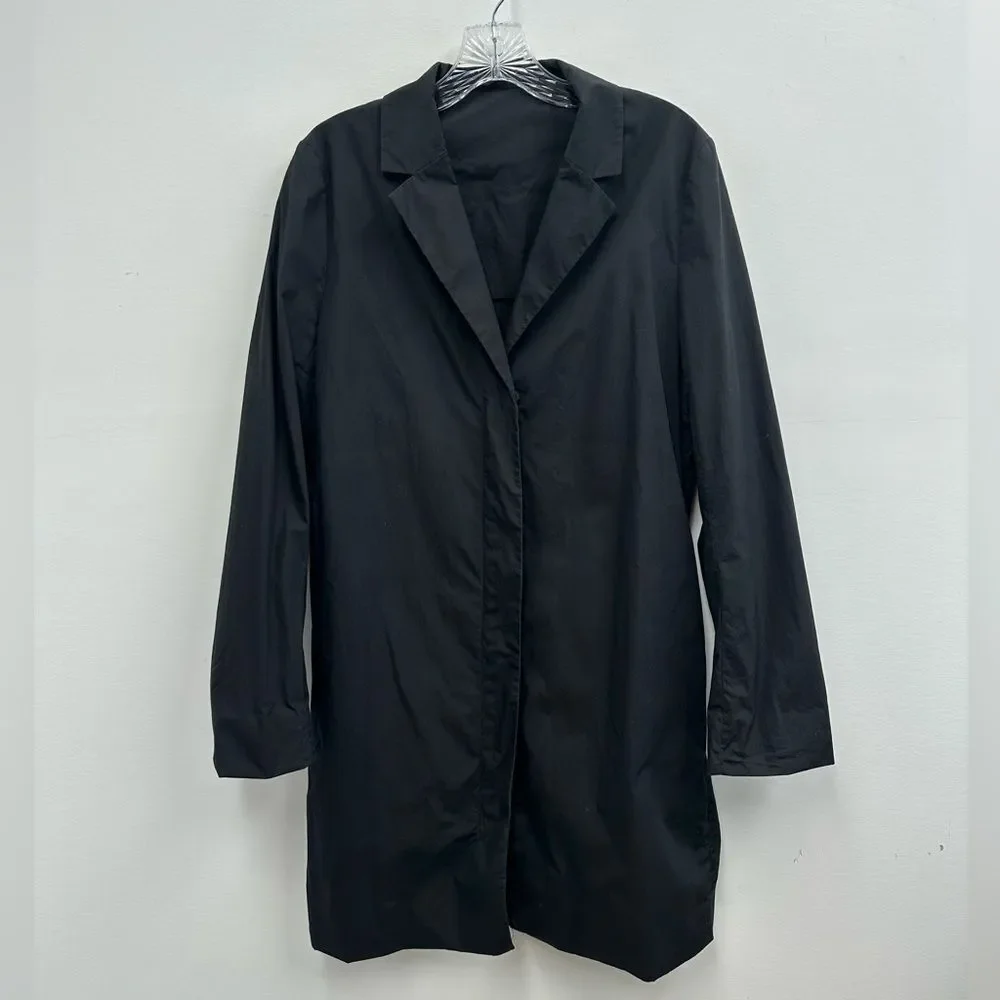 COS Men's Black Collared Lightweight Long Jacket Size 38